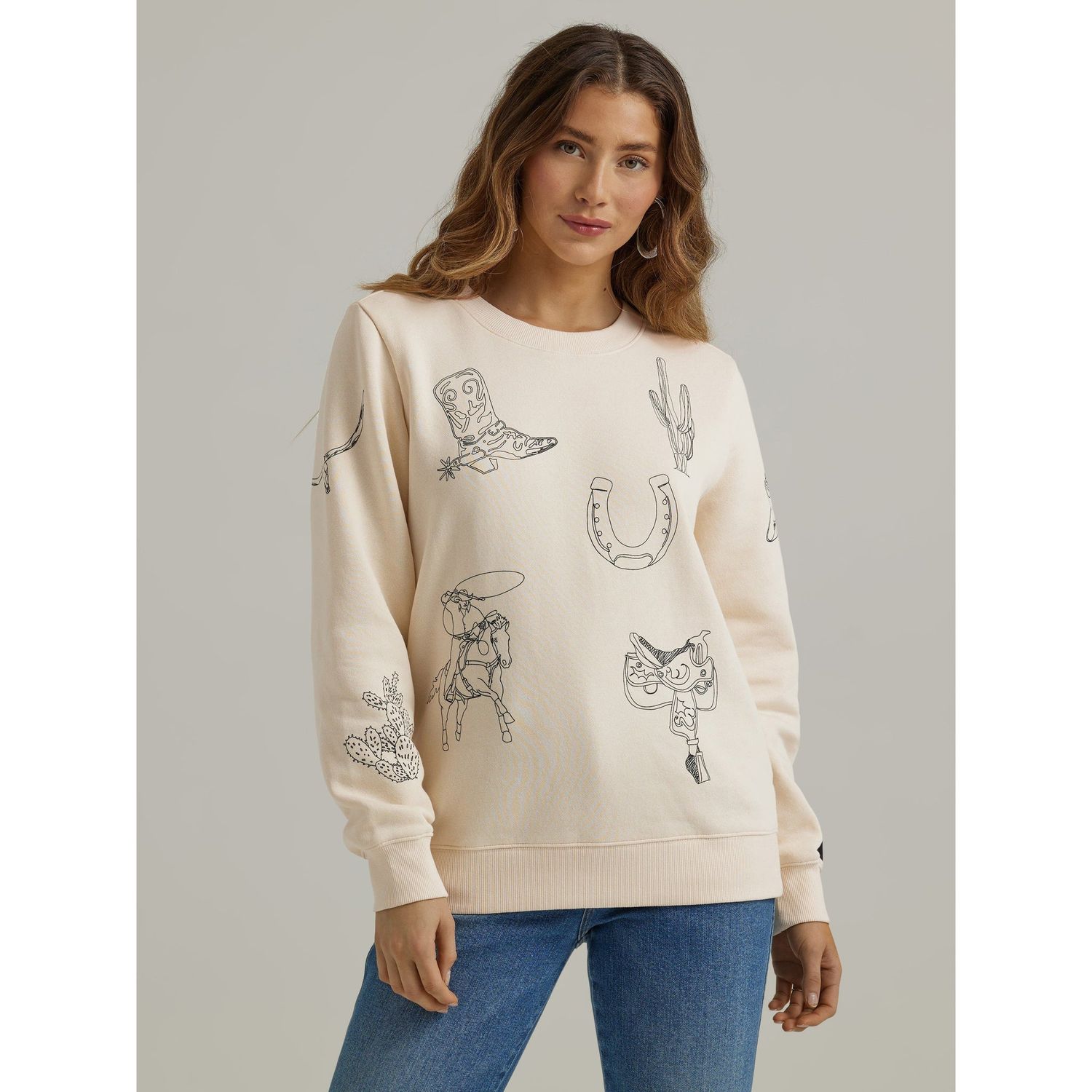 Wrangler Women's Retro Long Sleeve Punchy Sweatshirt - White