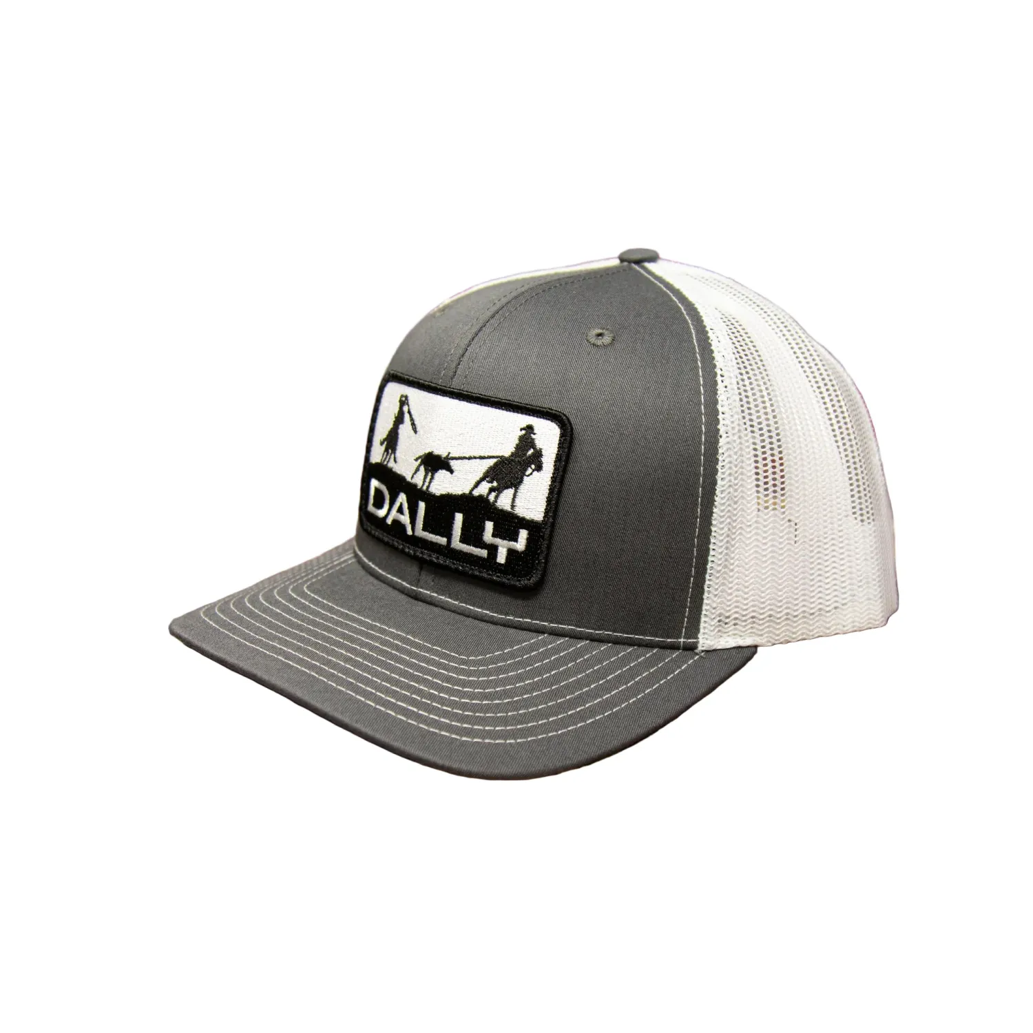 Dally Up Caps Embroidered Roping Front Patch - Multiple Colors, Colour: Charcoal/White