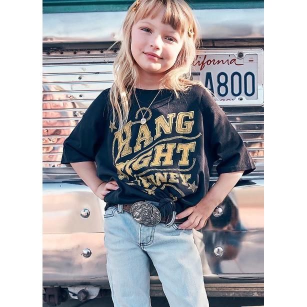 Wrangler Girl's Lainey Wilson Oversized Graphic Tee Shirt- Hang Tight Honey