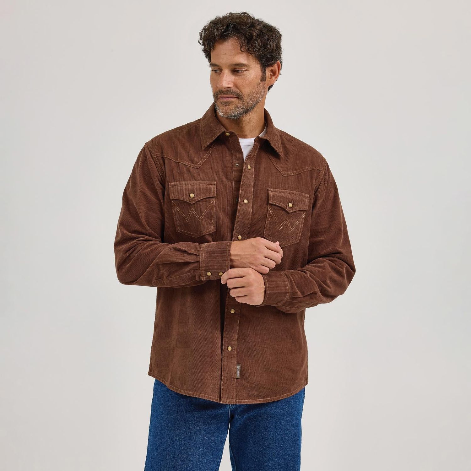 Wrangler Men's Wrangler Retro Modern Fit Premium Long Sleeve Shirt - Brown