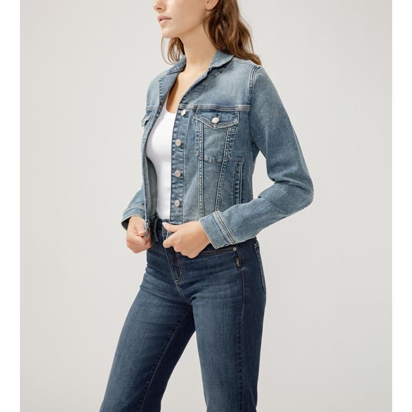 Silver Women's Fitted Jean Jacket-Indigo