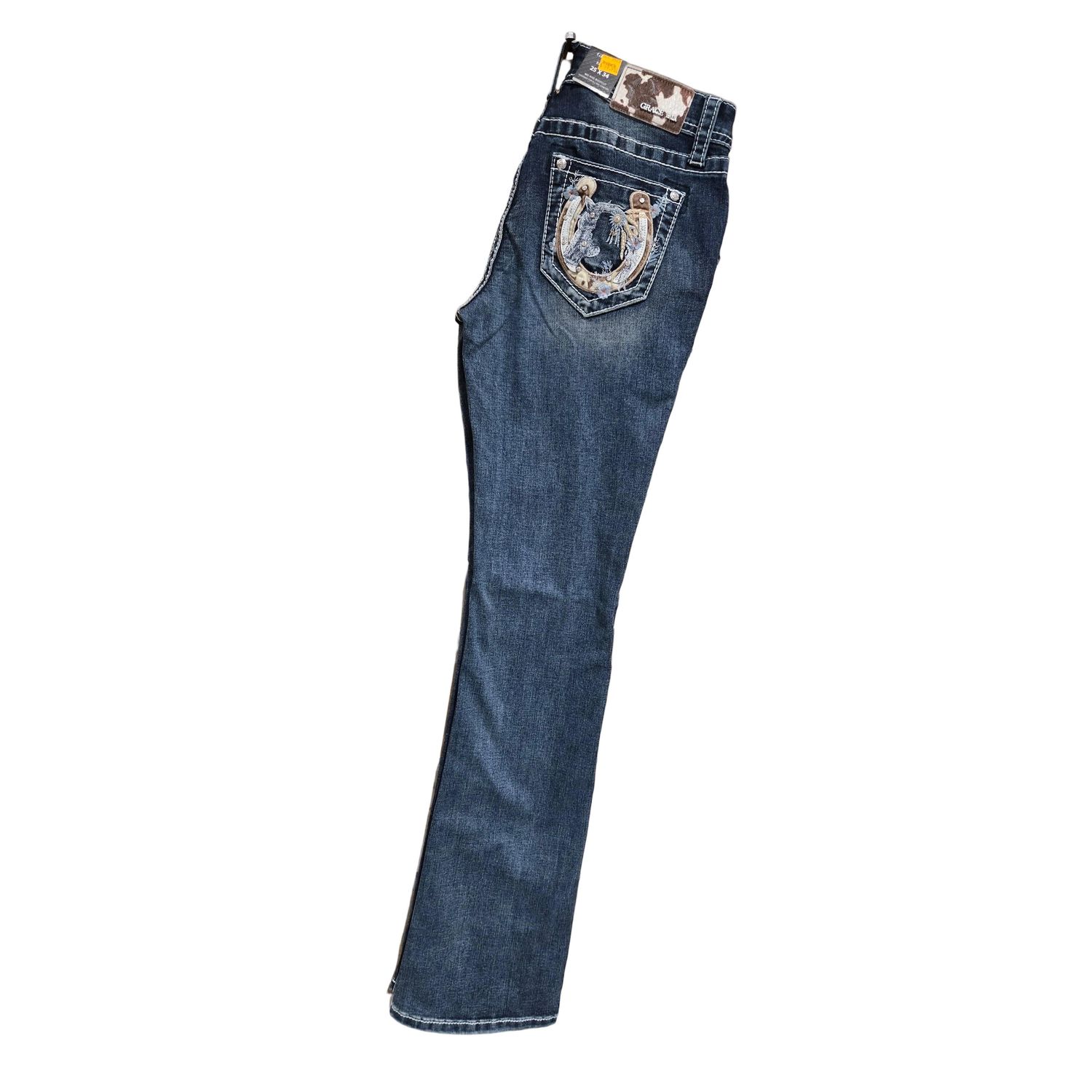 Grace in LA Women's Horseshoe Midrise Bootcut Jeans