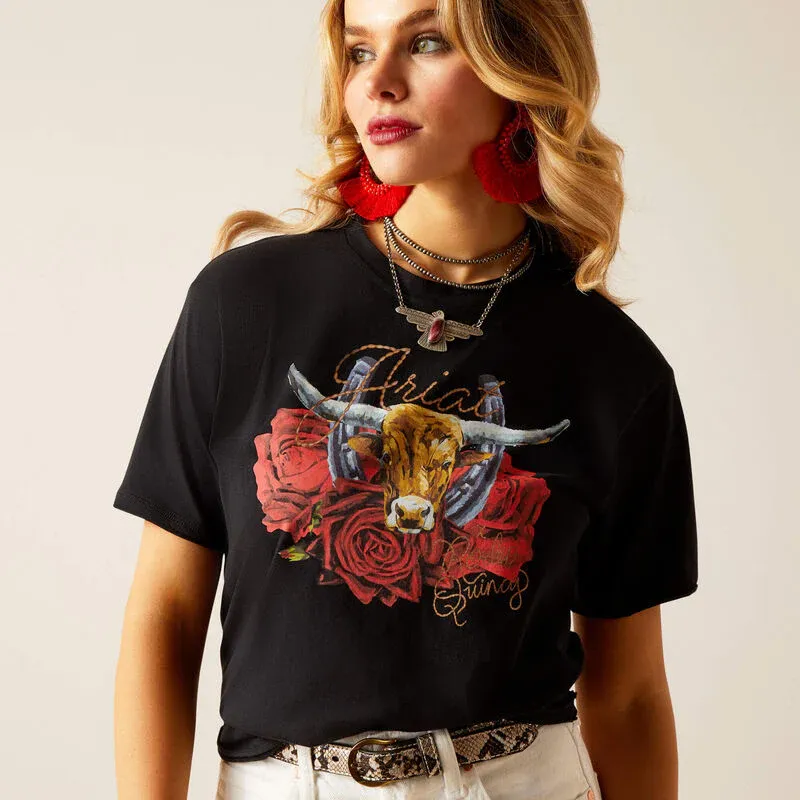 Ariat Women's Steer Rodeo Quincy Short Sleeve T-Shirt - Black