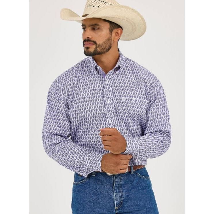 Wrangler Men's George Strait Collection Long Sleeve Shirt-Purple