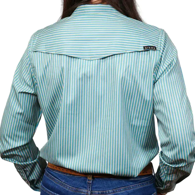 Brand Cowboy Women's The June Long Sleeve Striped Shirt - Green