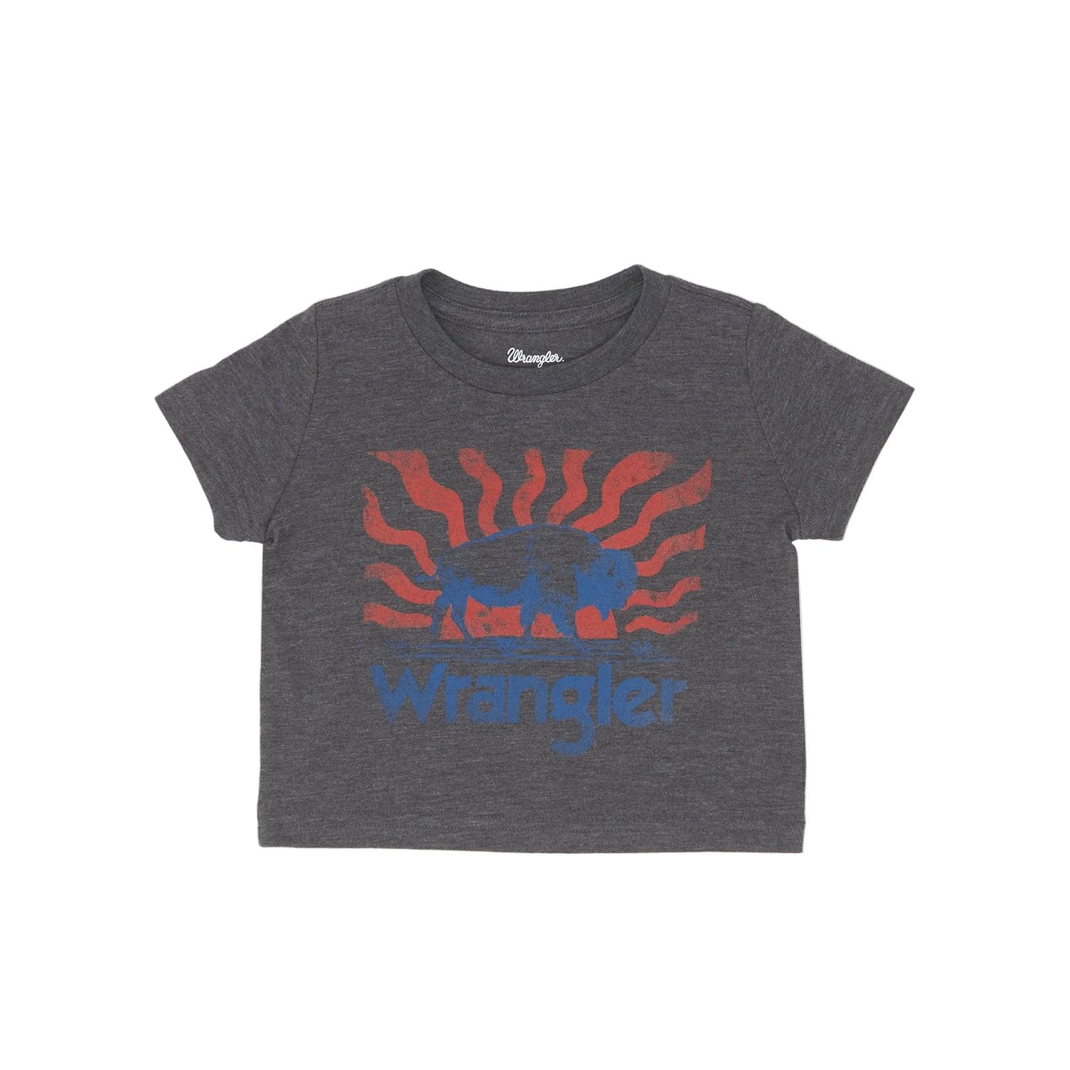 Wrangler Infant Boy's Bison Waves Tee - Charcoal