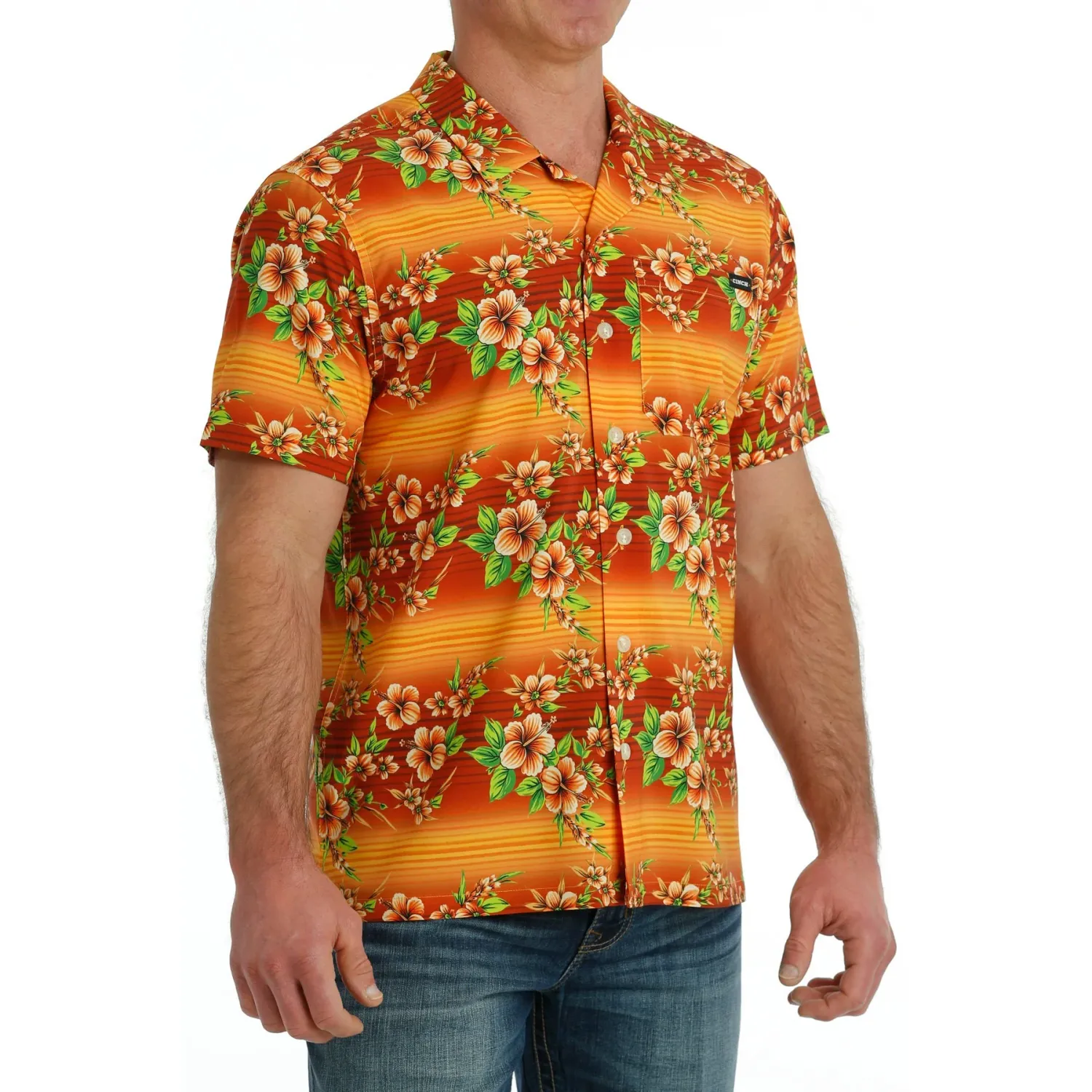 Cinch Men's SS Camp Shirt - Orange
