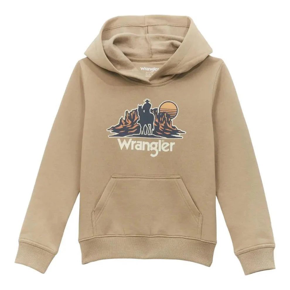 Wrangler Boy's Desert Long Sleeve Desert Outline Hoodie- Tan