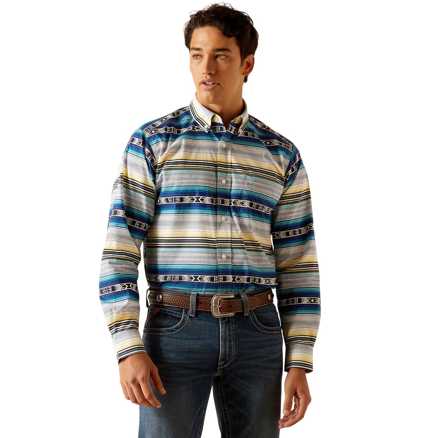 Ariat Men's Peter Fitted Long Sleeve Shirt - Blue