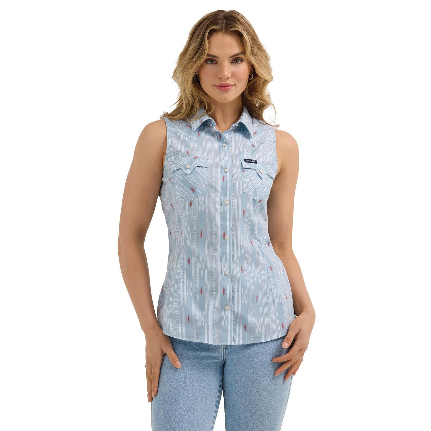 Wrangler Women's Sleeveless Americana Shirt- Blue