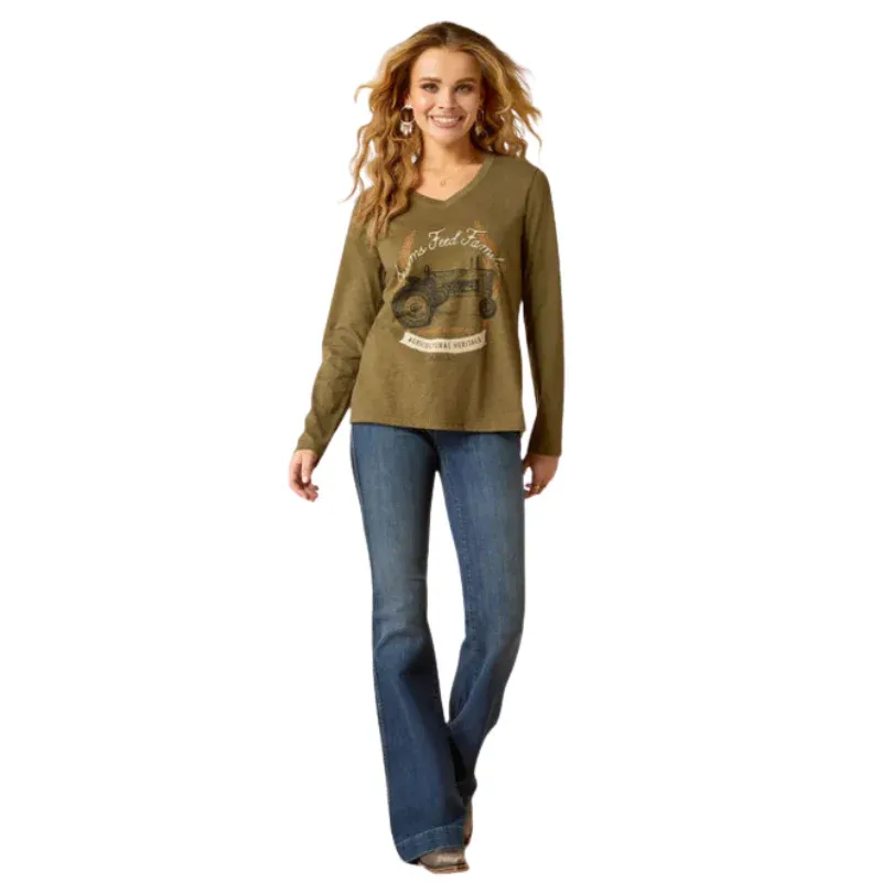 Ariat Women's AG Heritage Long Sleeve T Shirt - Military Heather