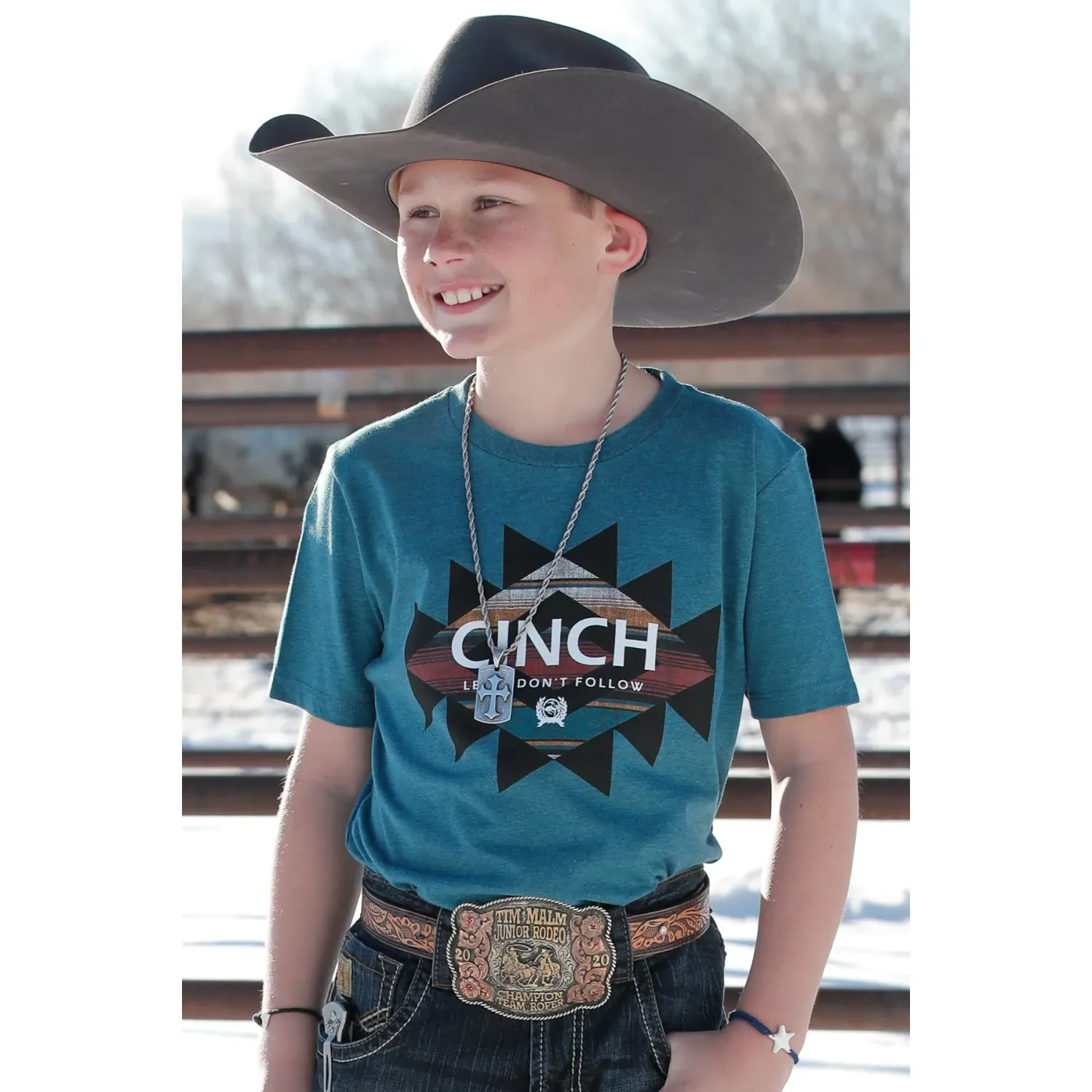 Cinch Boy's Aztec Graphic T-Shirt - Blue