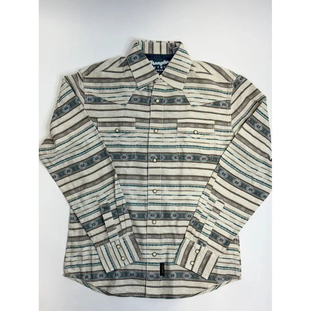 Wrangler Men's Long Sleeve Navajo Striped Shirt- Multi