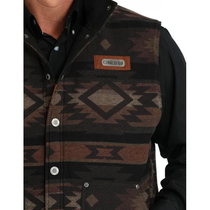 Cinch Men's Reversible Quilted Vest- Brown/Black