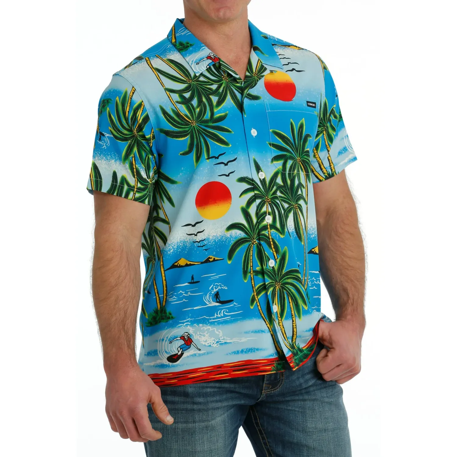 Cinch Men's SS Camp Shirt - Blue