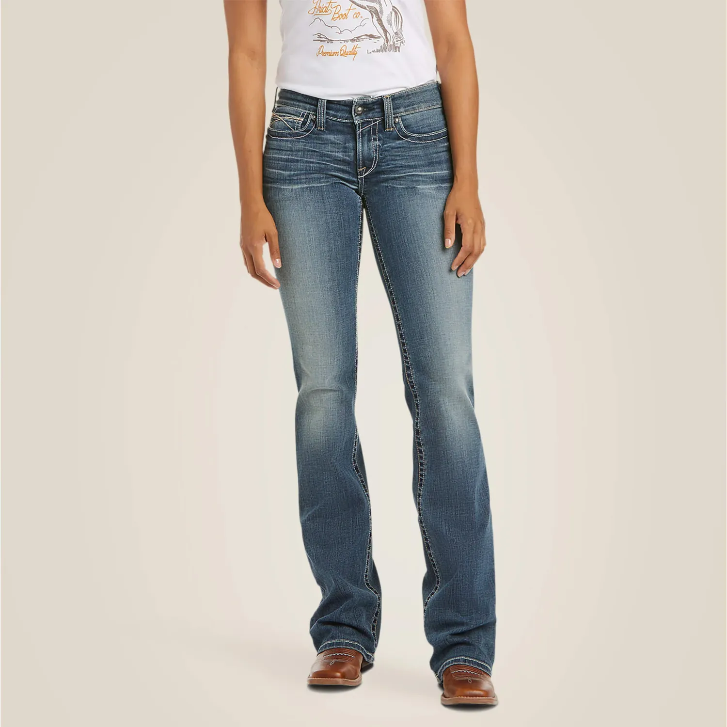 Ariat R.E.A.L Whipstitch Women's Jeans - Rainstorm, Length: S, Waist: 25