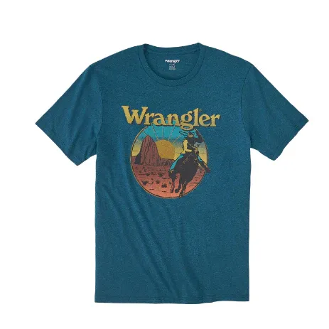 Wrangler® Men's Graphic Short Sleeve T-Shirt - Cyan Pepper Heather, Size: S