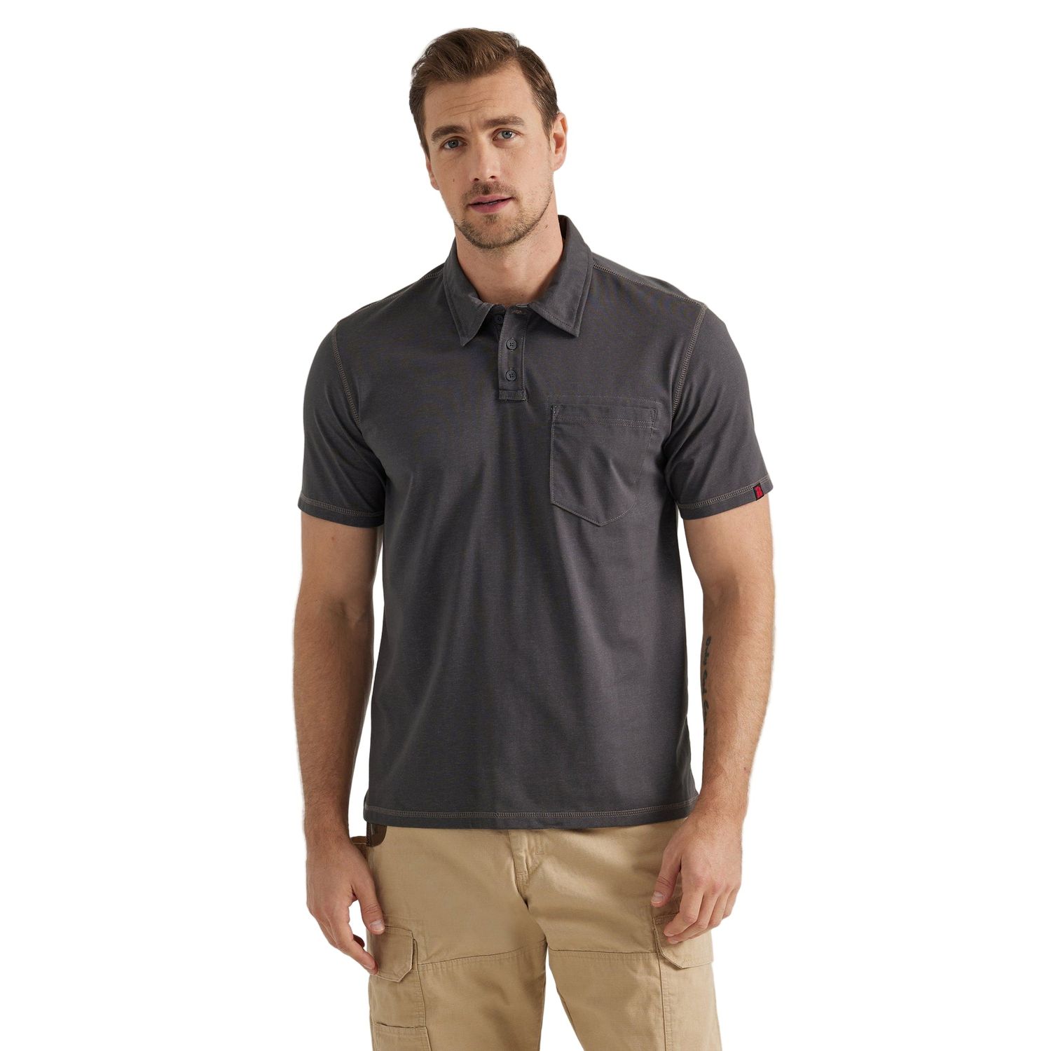 Wrangler Men's Riggs Performance Knit Short Sleeve Polo Shirt - Grey
