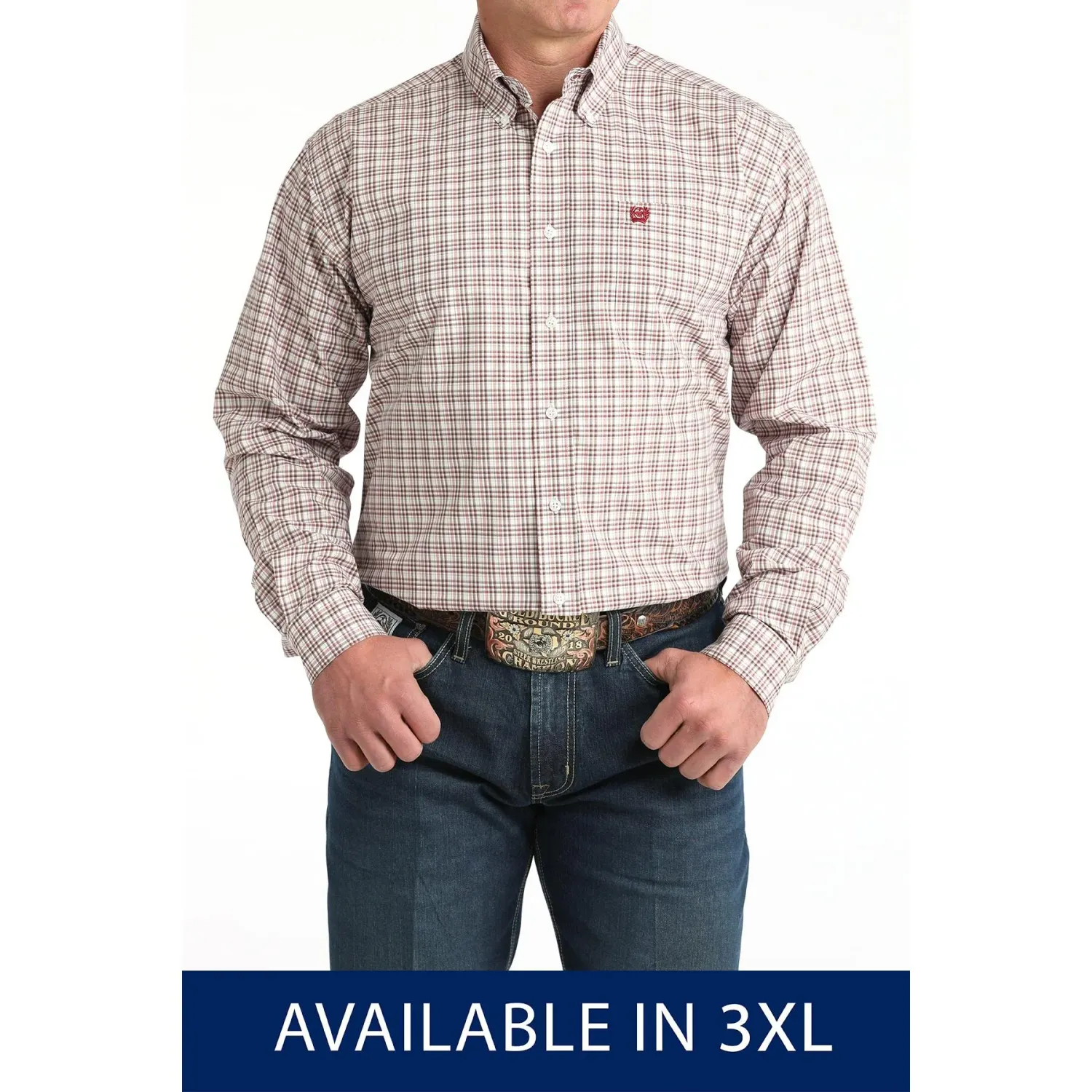 Cinch Men's Long Sleeve Striped Shirt - White - MTW106015X-3XL