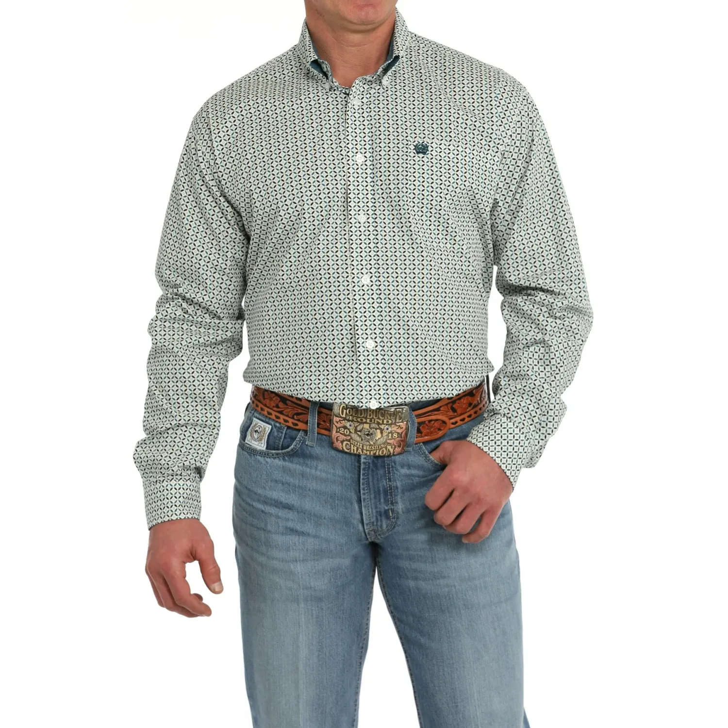 Cinch Men's Long Sleeve Print Shirt - White - MTW1105895
