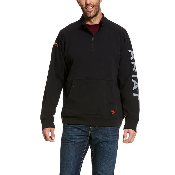 Ariat Men's Primo Fleece Logo 1/4 Zip FR Sweater - Black, Size: 3XLT