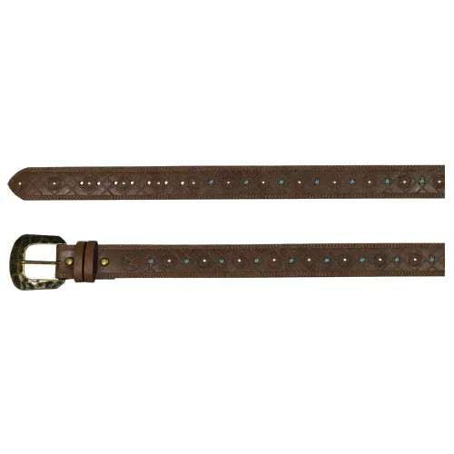 Hooey Ladies Belt Brown w/Turquoise Cord, Size: S
