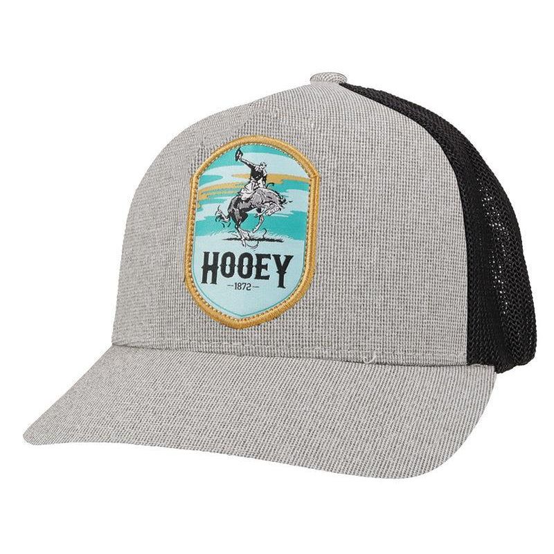 Hooey Cheyenne Flexfit Cap - Grey &amp; Black w/Turquoise Patch