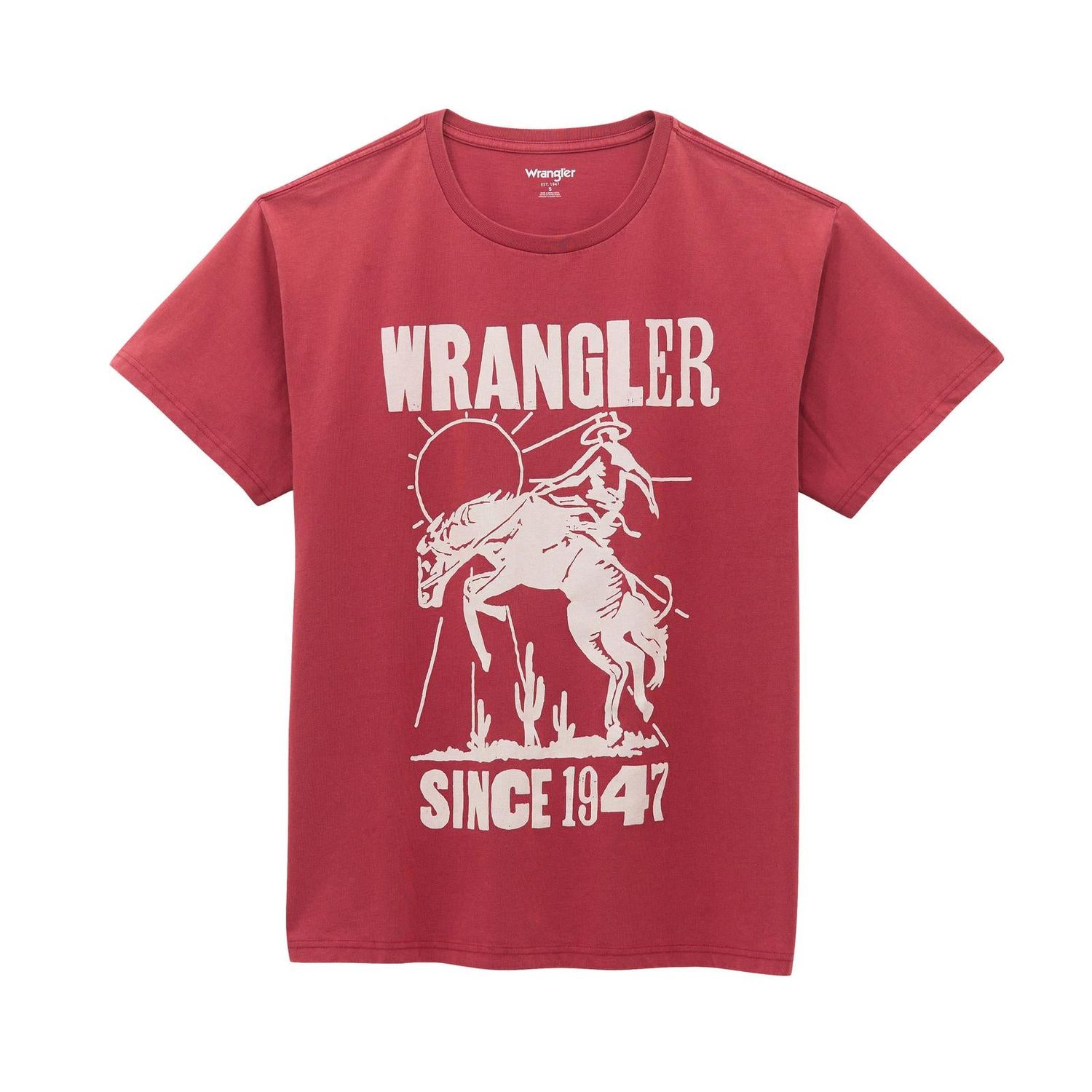 Wrangler Women's Short Sleeve Oversize Fit Tee Shirt- Earth Red