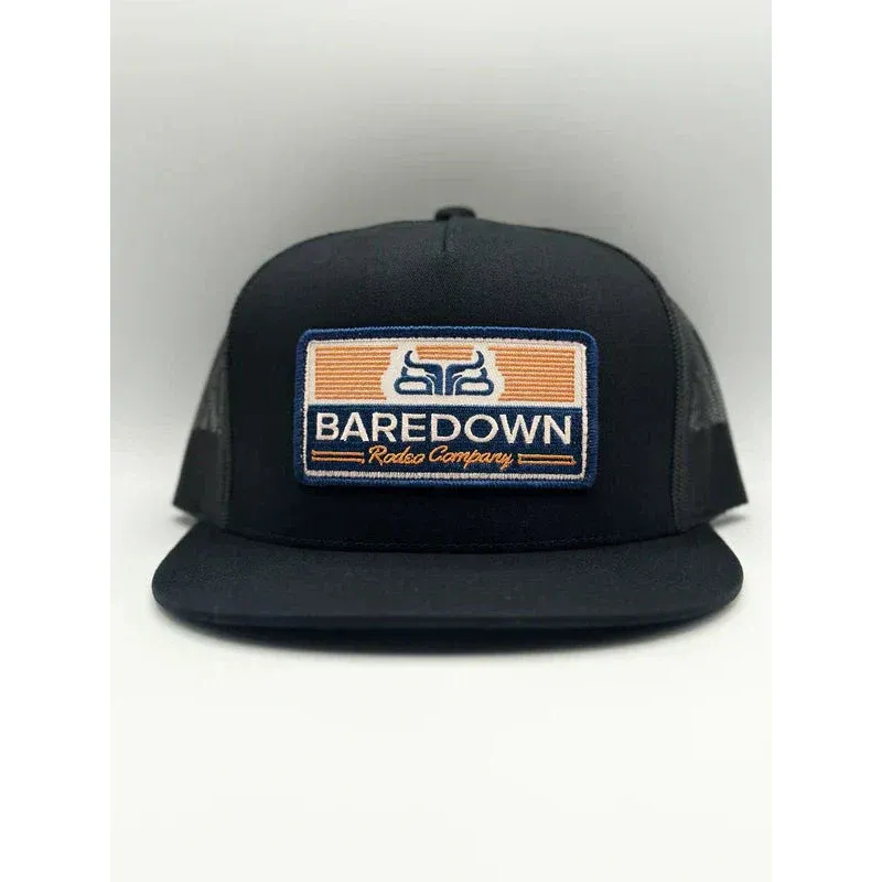 Baredown Brand Flat Ball Cap - Tex - Multiple Colours, Color: Black