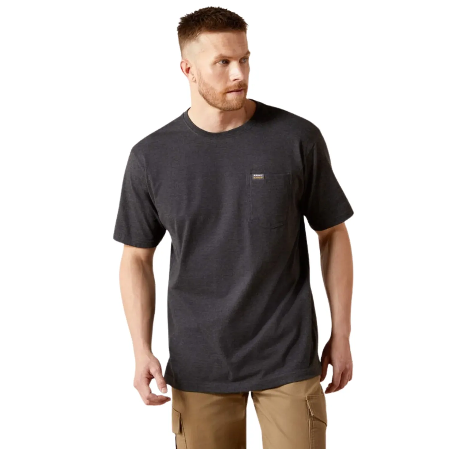 Ariat Men's Rebar Cotton Strong Standard Pocket Short Sleeve Tee Shirt-, Color: Black, Size: 3XLT