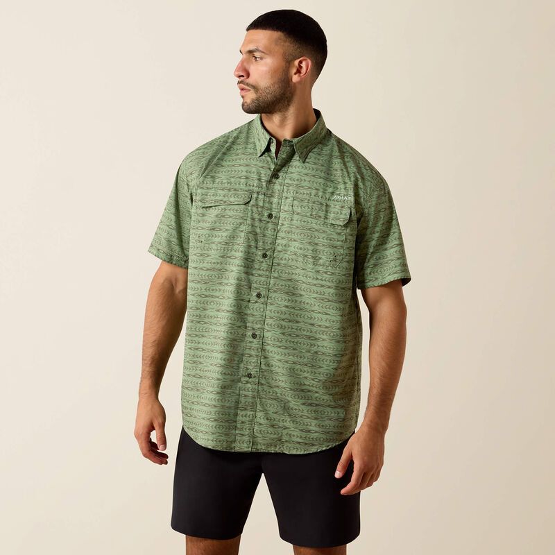 Ariat Men's Printed Venttek Outbound Short Sleeve Shirt - Green