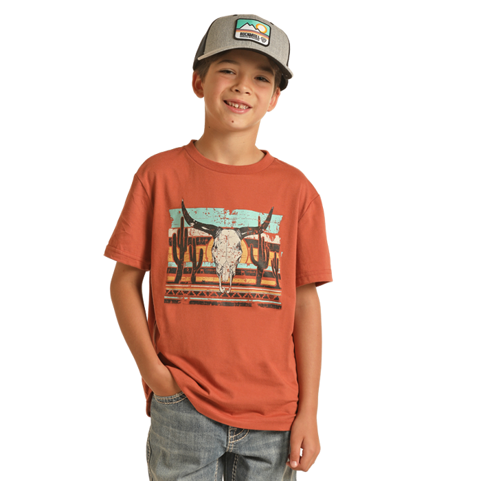 Rock &amp; Roll Boy's Graphic Tee - Rust