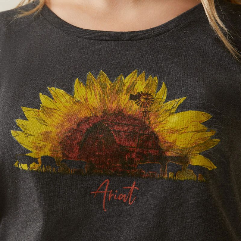 Ariat Women's Sunflower Cow T-Shirt - Charcoal Heather