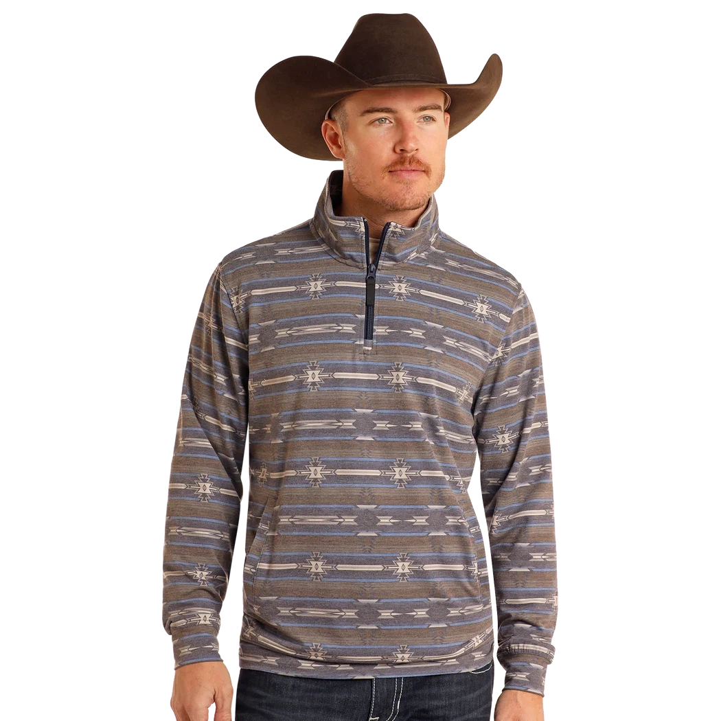 Rock &amp; Roll Men's Performance Printed Pullover - Navy