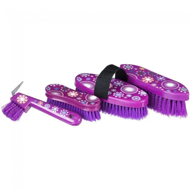 Tough-1 4 Piece Printed Brush Package, Color: Purple Flower