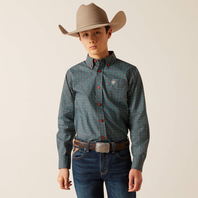 Ariat Boy's Broderick Long Sleeve Shirt - Bitter Chocolate