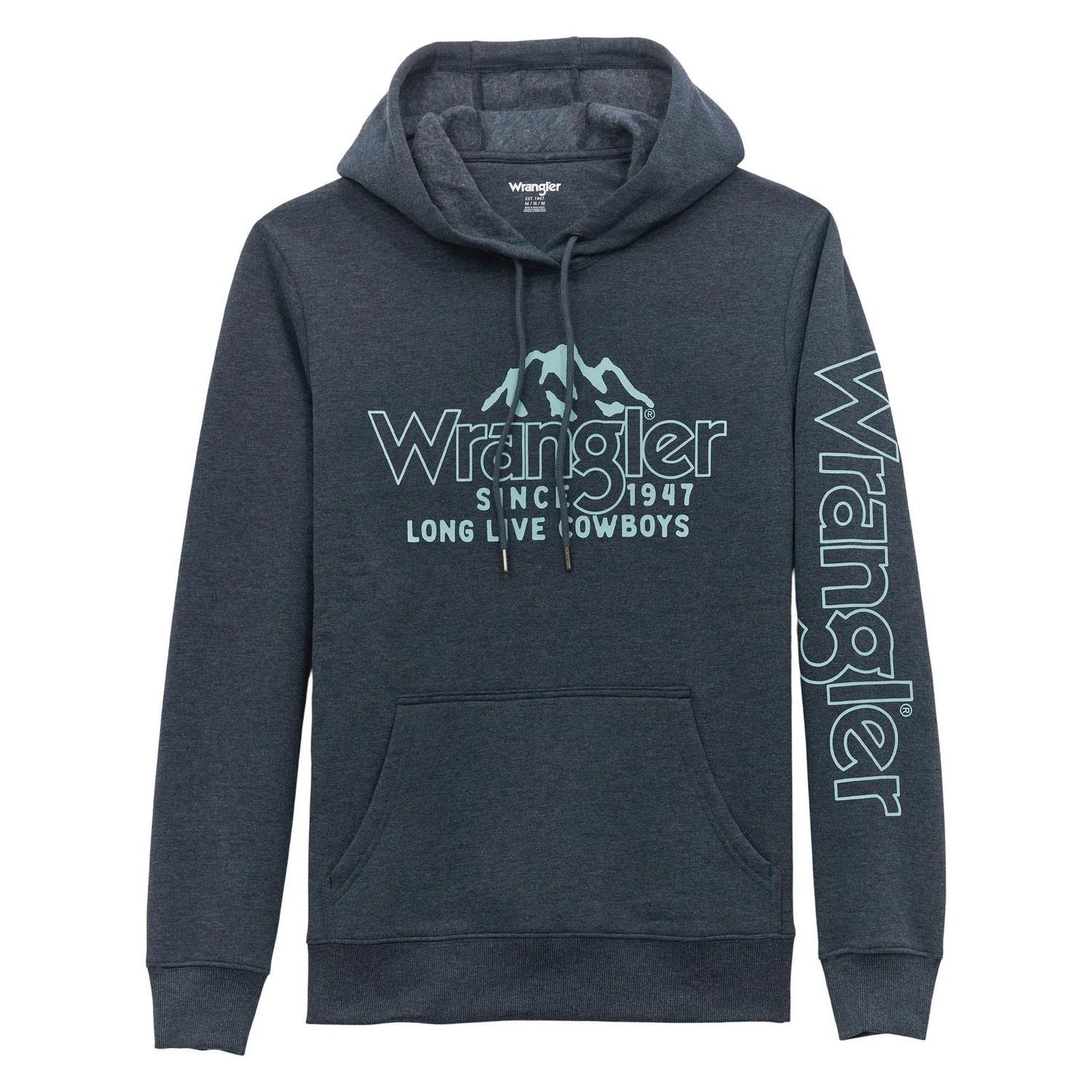 Wrangler Men's Long Sleeve Cowboy Mountains Hoodie- Dark Sapphire