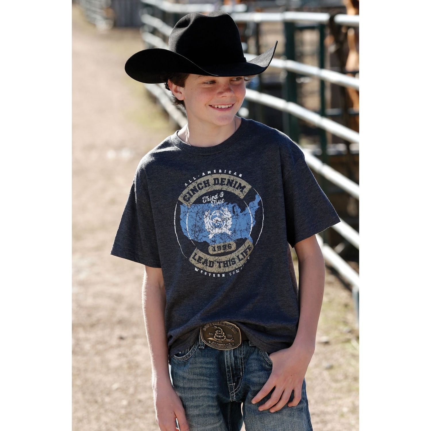 Cinch Boys SS Tee Heather Black
