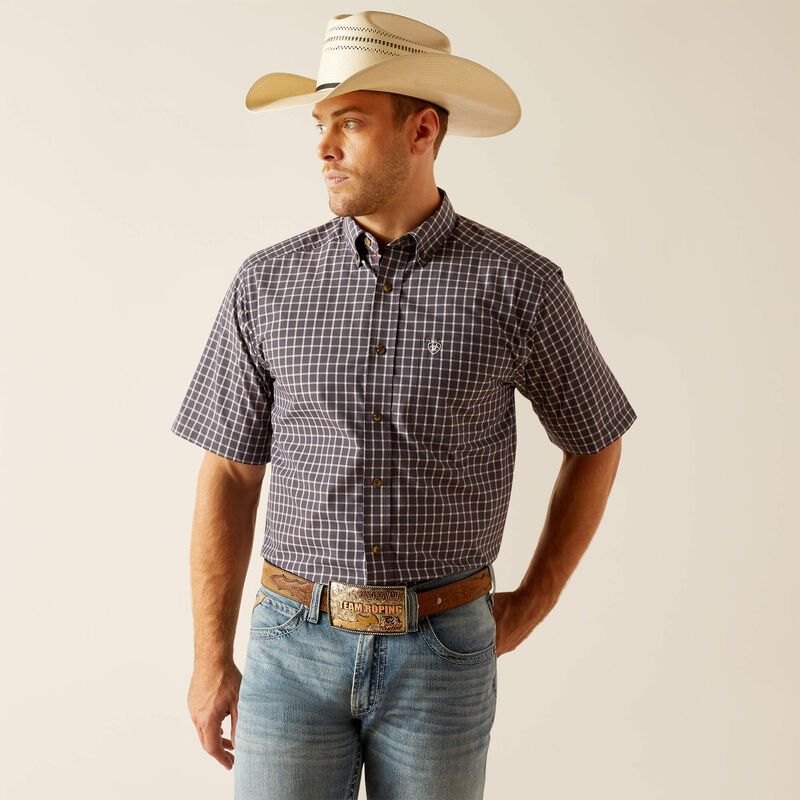 Ariat Men's Pro Series Dakota Classic Fit Short Sleeve Shirt - Blue Indigo