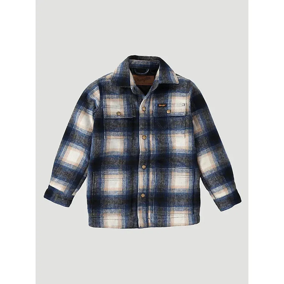 Wranglers Boy's Quilt lined Flannel Shirt Jacket - Tannin, Size: XS