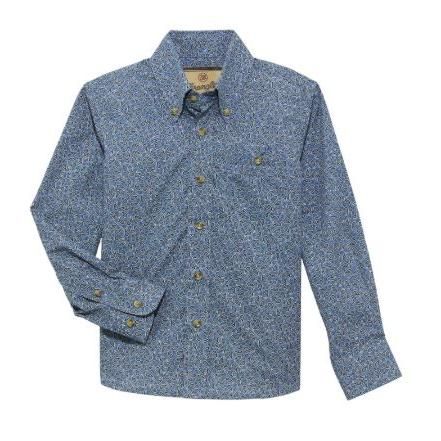 Wrangler Boy's Classic Long Sleeve Paisley Shirt- Blue/Navy