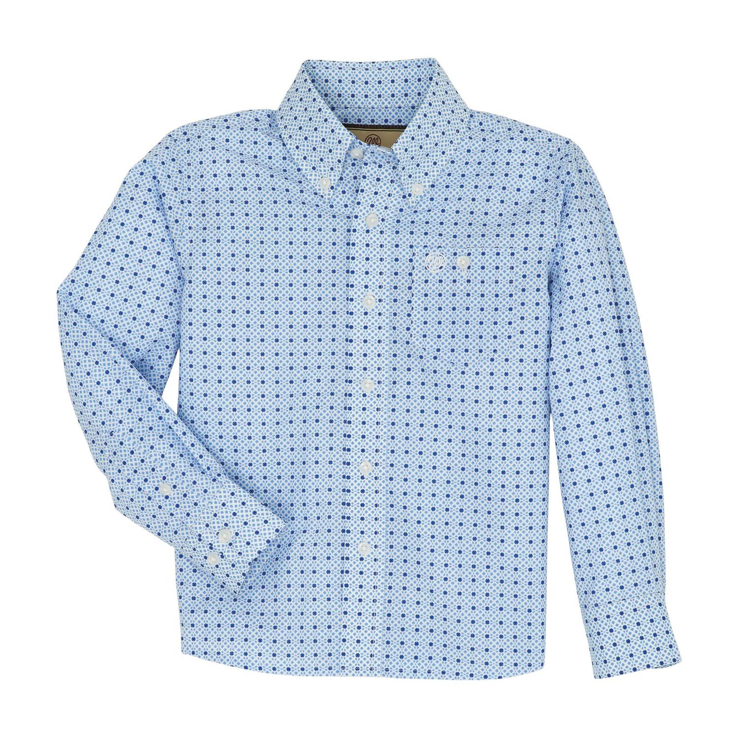 Wrangler Boy's Classic Long Sleeve Shirt- Blue