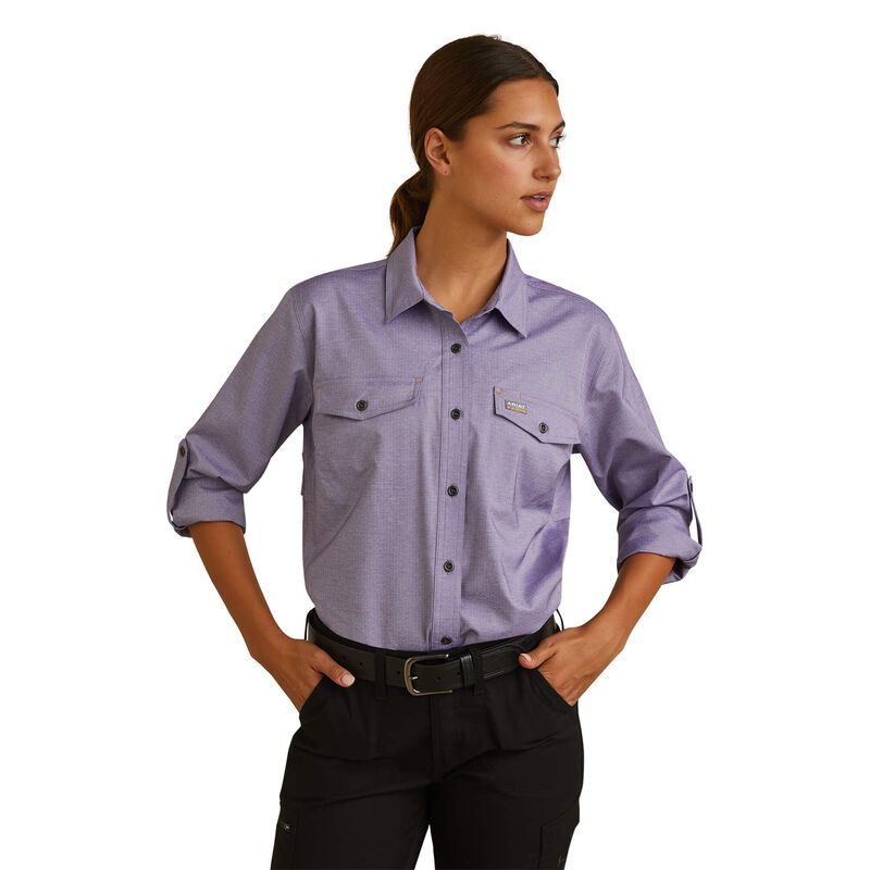 Ariat Women's Rebar Made Tough VentTEK DuraStretch Work Shirt - Corsican Blue Heather