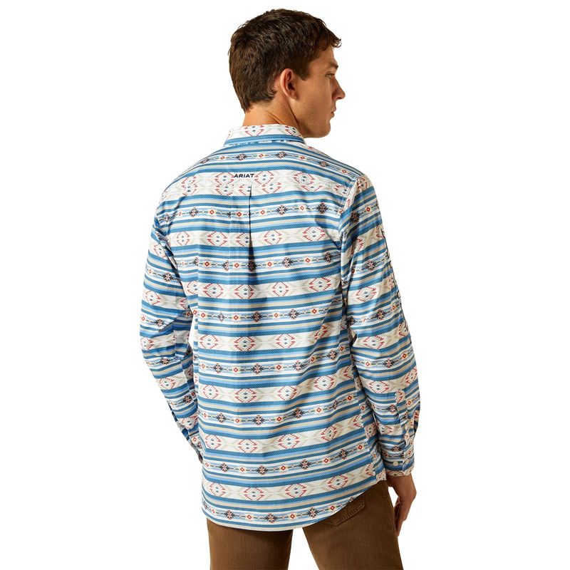 Ariat Men's Long Sleeve Team Albert Fitted Shirt - Dark Teal/Khaki