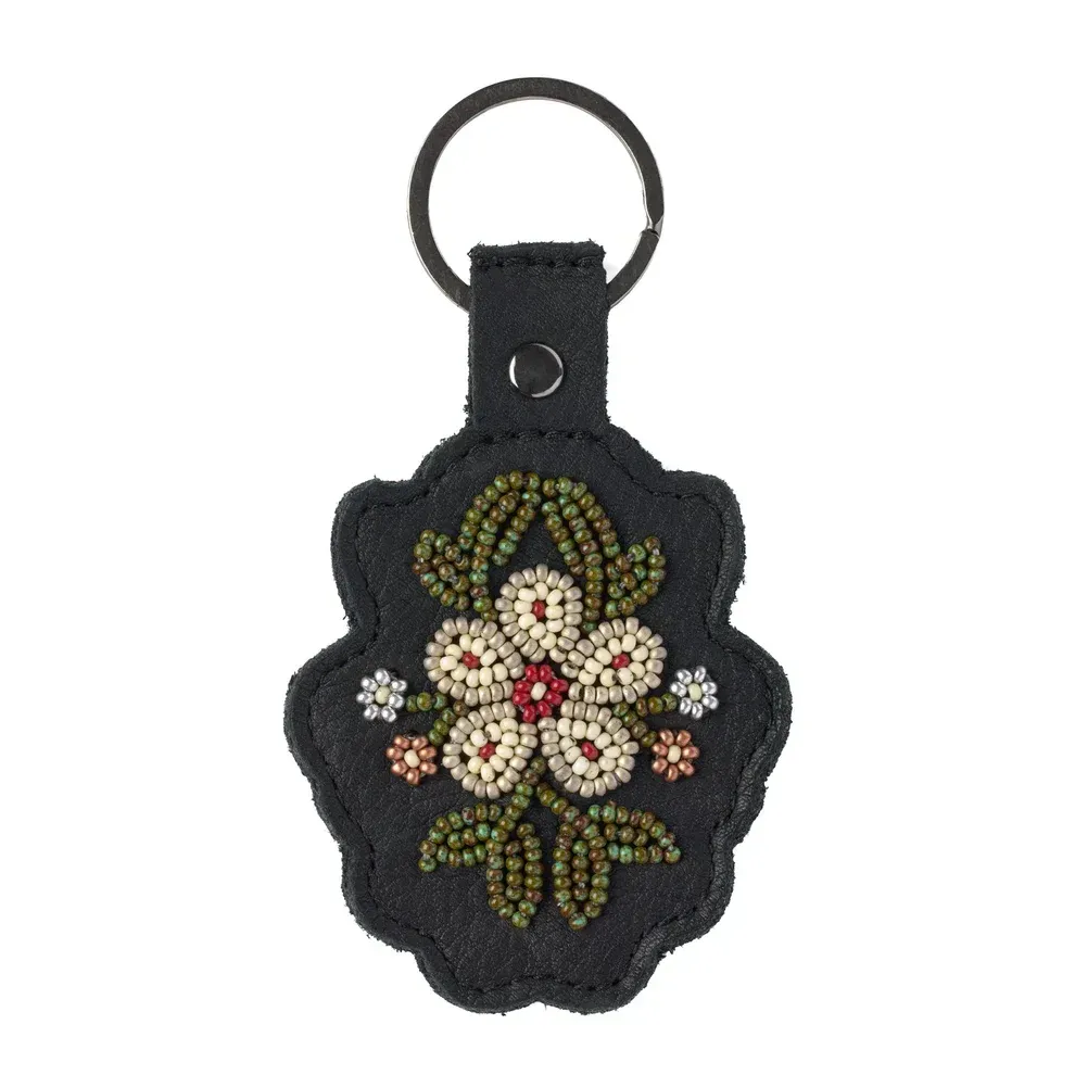 Manitobah Floret Beaded Keychain- Multiple Colours, Colour: Black