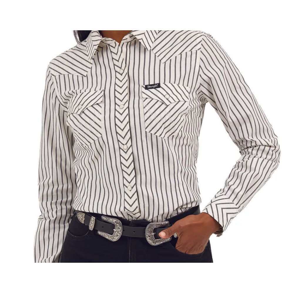 Wrangler Women's Retro Striped Shirt-White