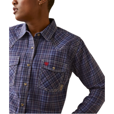 Ariat Men's FR Tillie Snap Work Shirt - Colony Blue Plaid