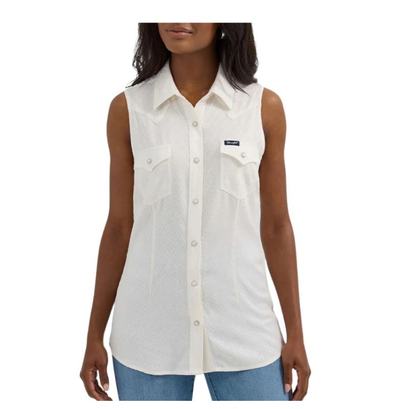 Wrangler Women's Sleeveless Retro Punchy Top - White