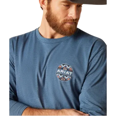 Ariat Men's Western Geo Fill T-Short - Sailor Blue Heather