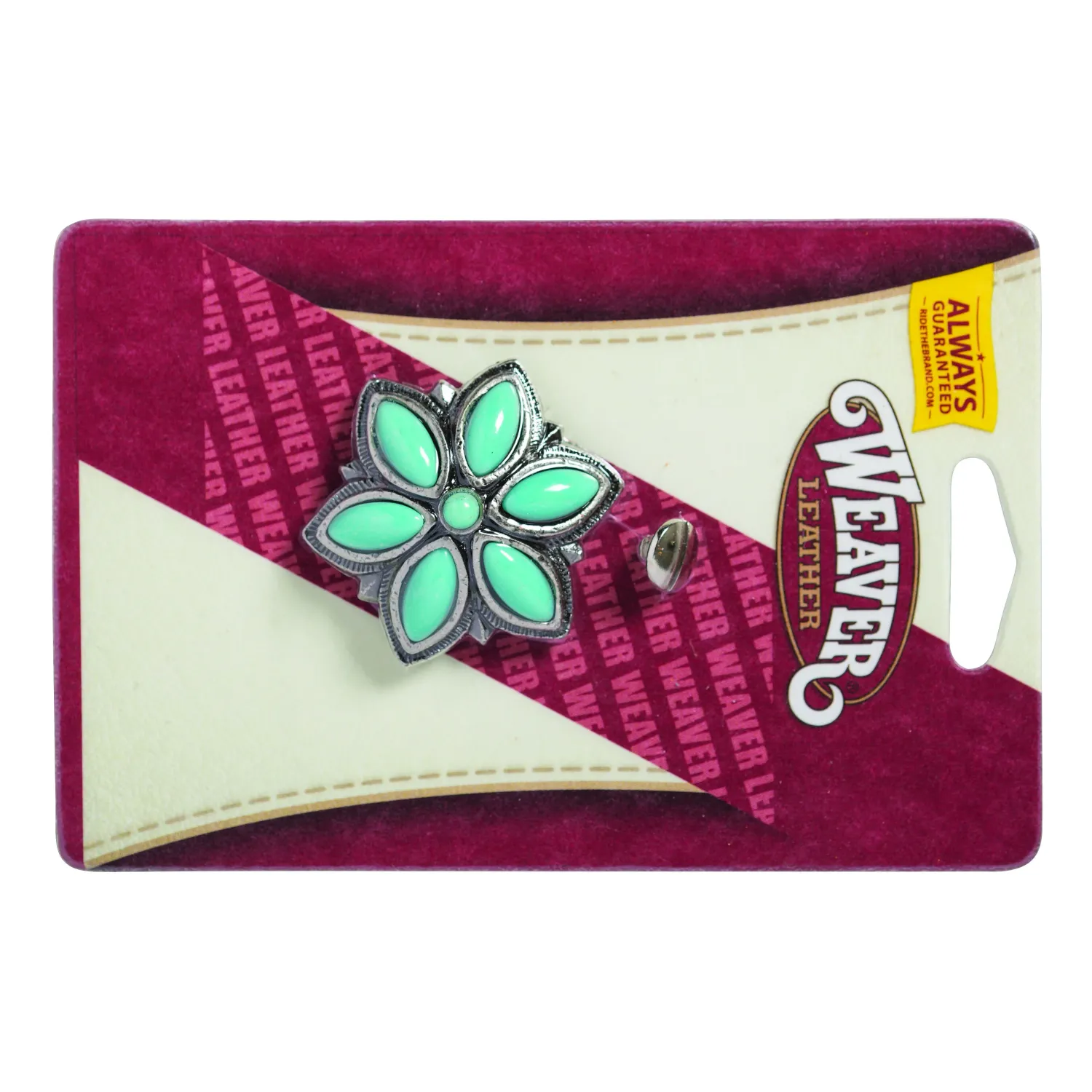 Weaver Leather Floral Stone 1-3/4" - Antique Nickel - w/Turquoise Stone, Color: Antique Copper